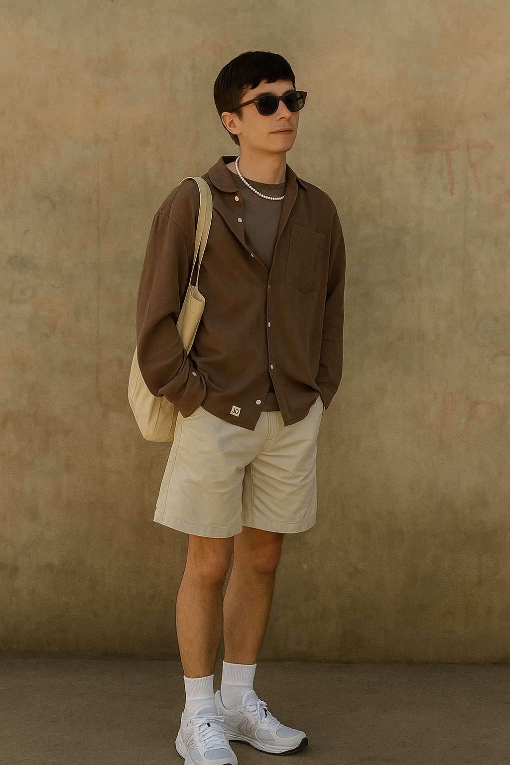 Man wearing an aesthetic brown shirt