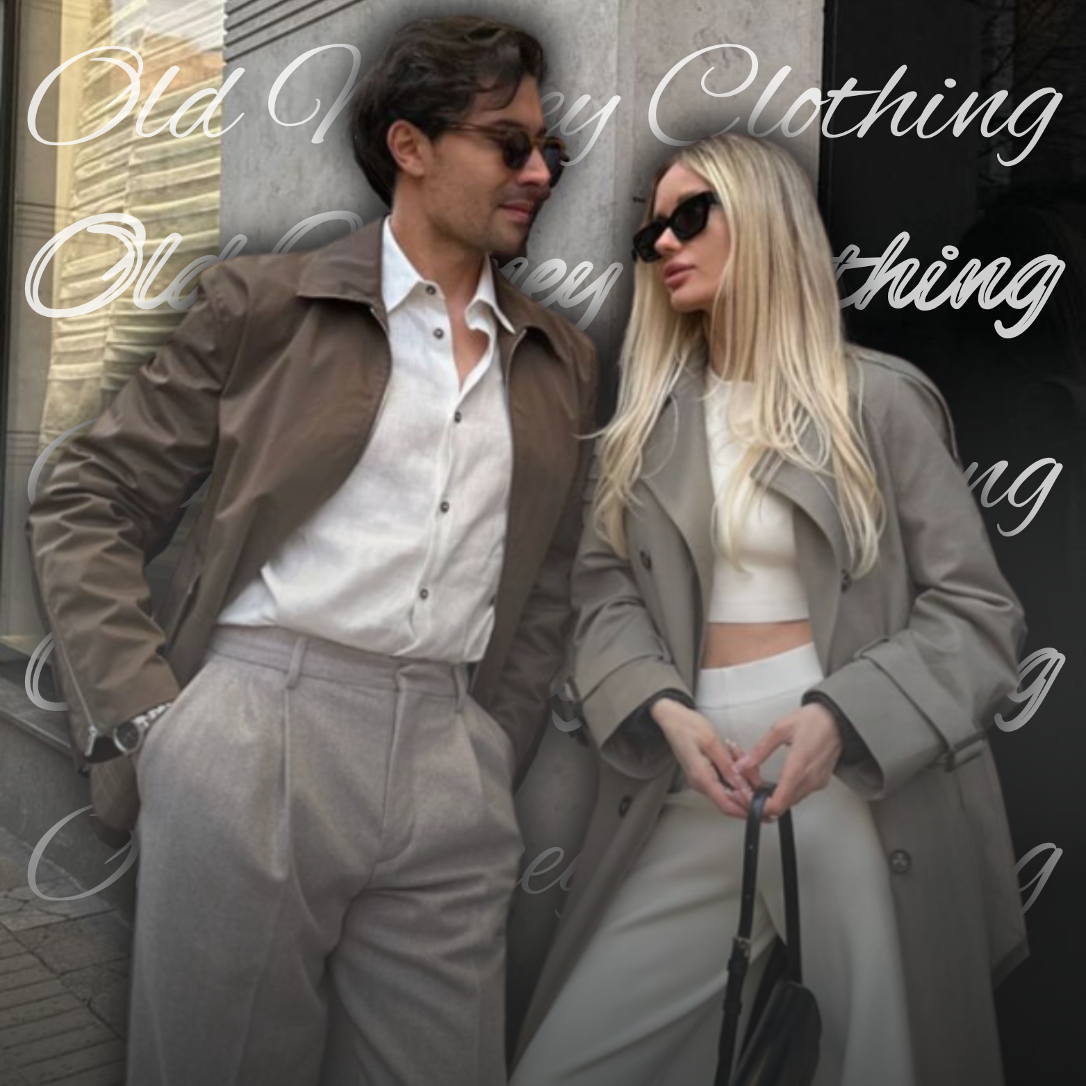 A couple wearing trendy old money clothes