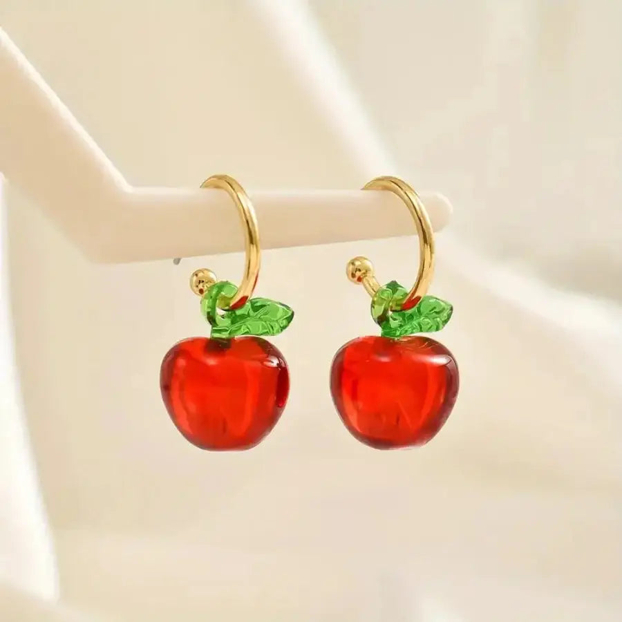Apple Earrings - Red