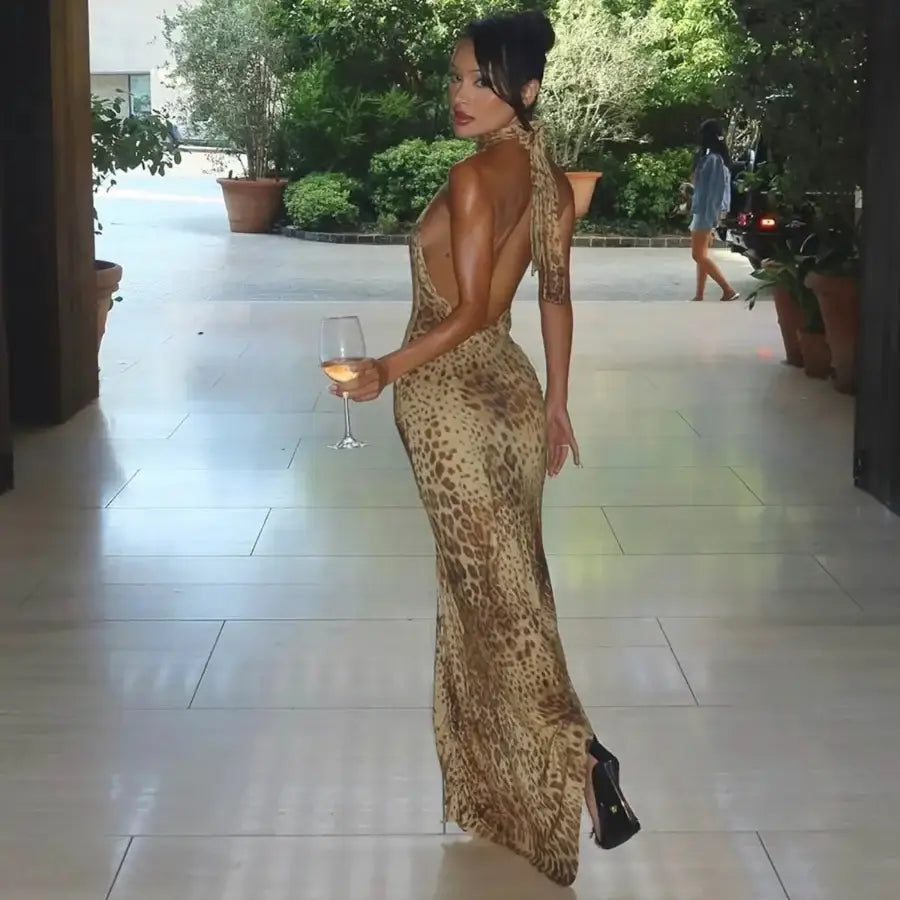 Backless Leopard Dress