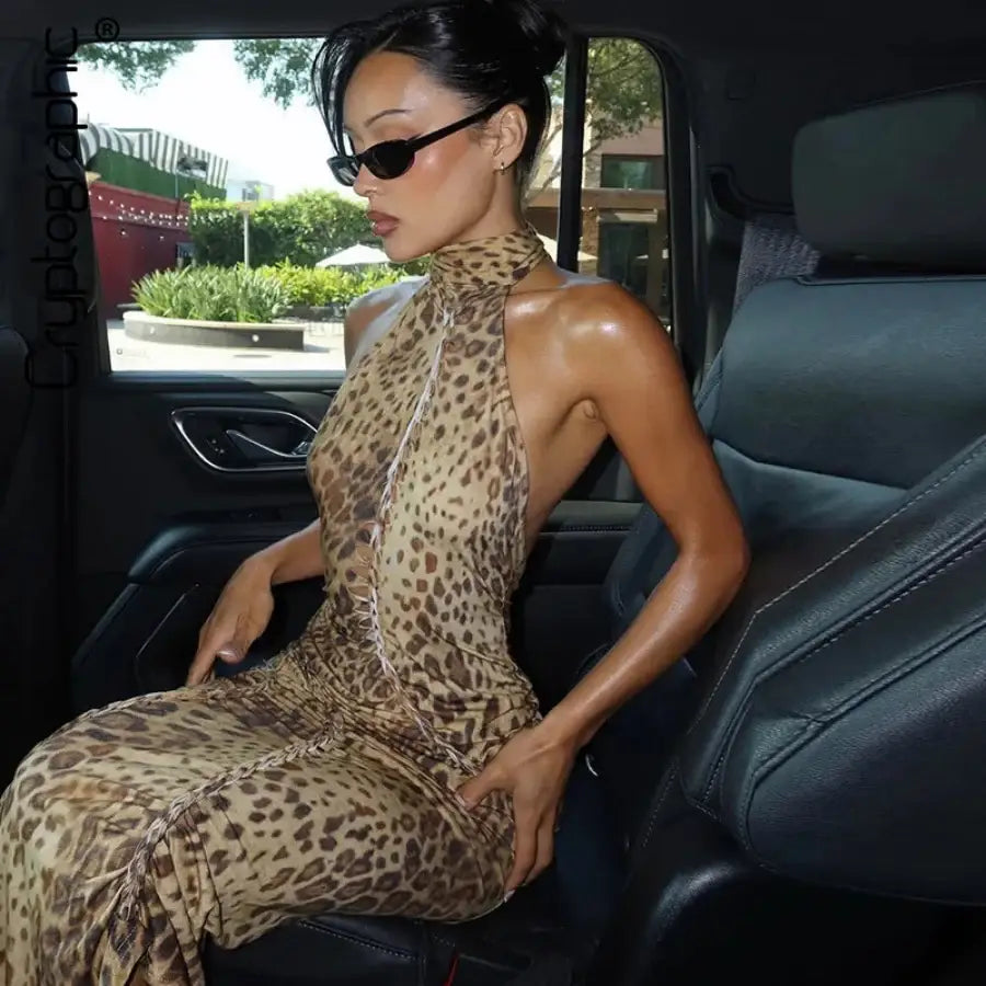 Backless Leopard Dress