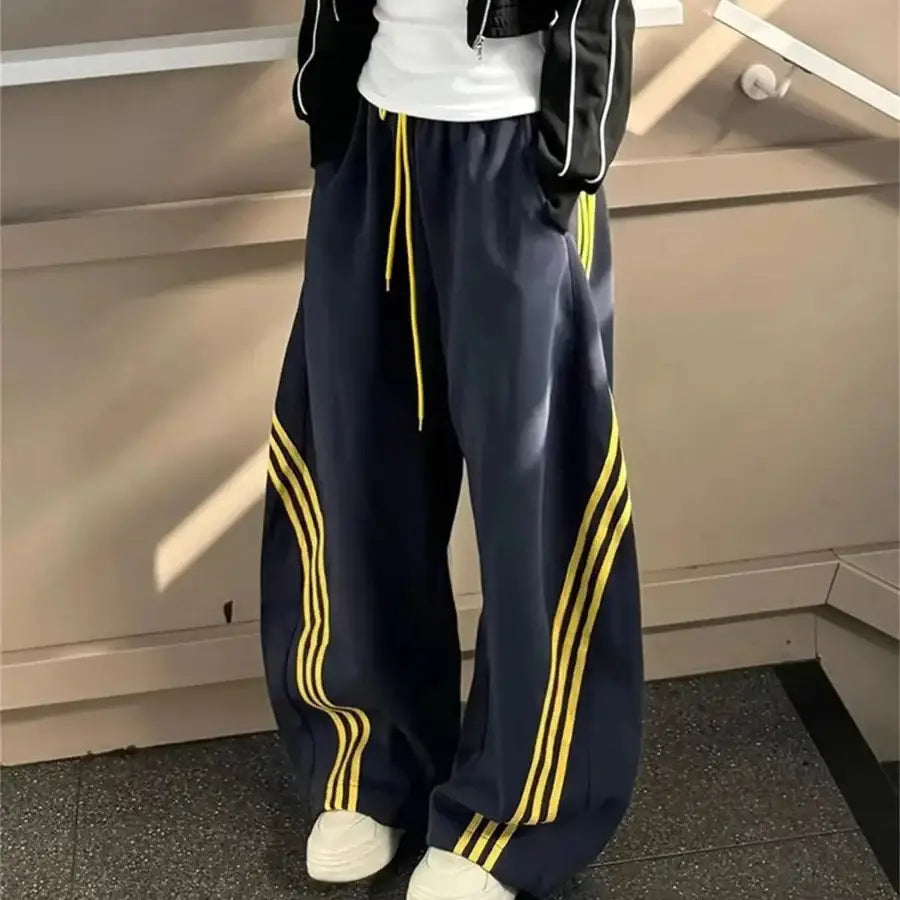 Baggy Striped Sweatpants Blue / S