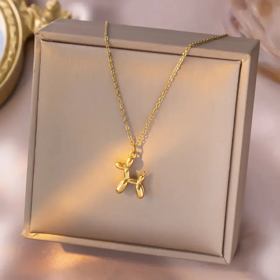 Balloon Dog Necklace - Gold