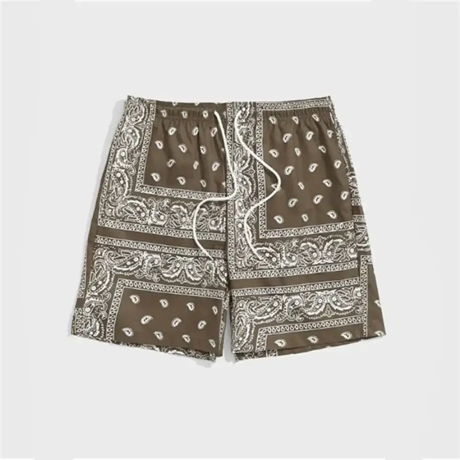 Bandana Print Shorts - Brown / XS