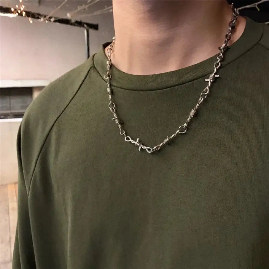 Barbed Wire Necklace - Silver