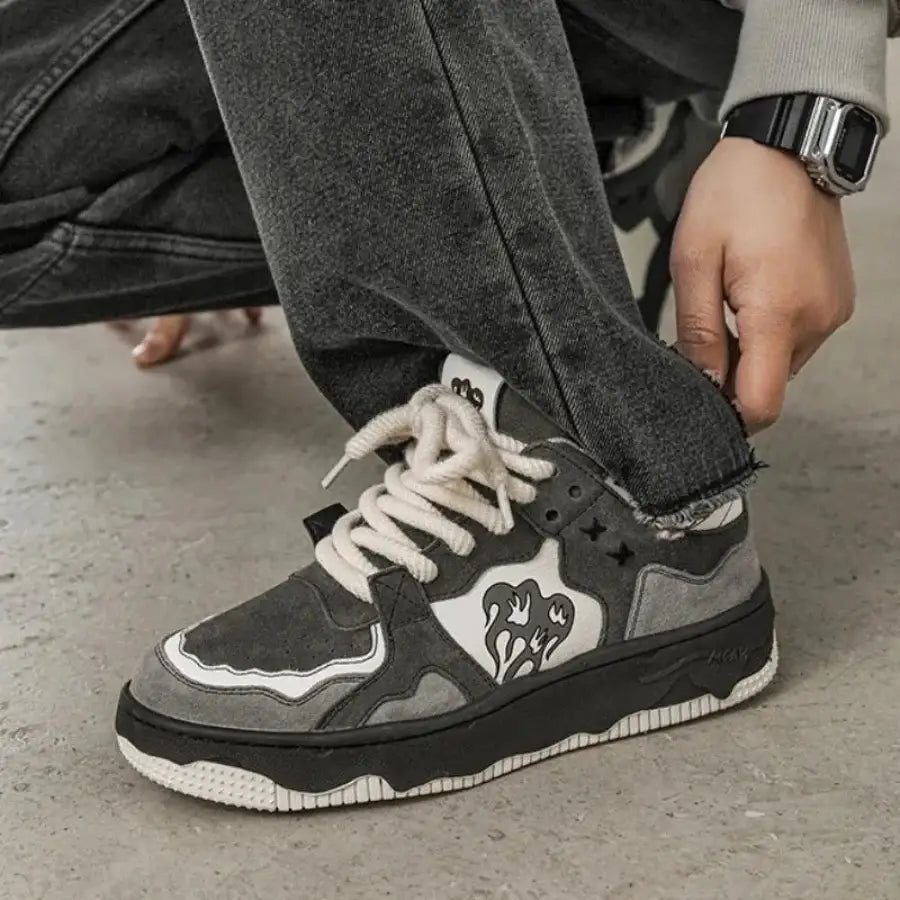 Black And White Flame Shoes