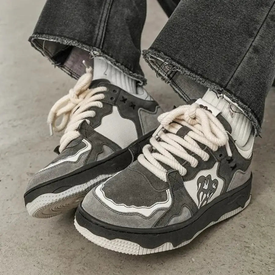 Black And White Flame Shoes - 5