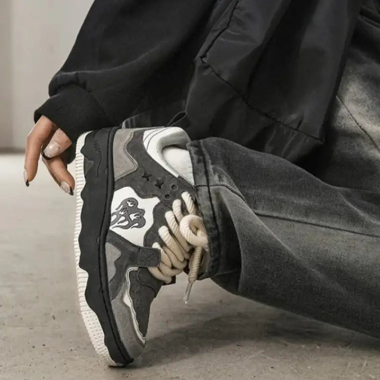 Black And White Flame Shoes