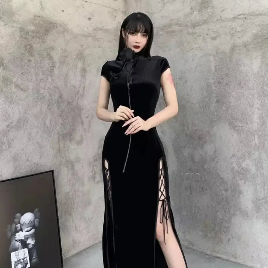 Black Cheongsam Dress