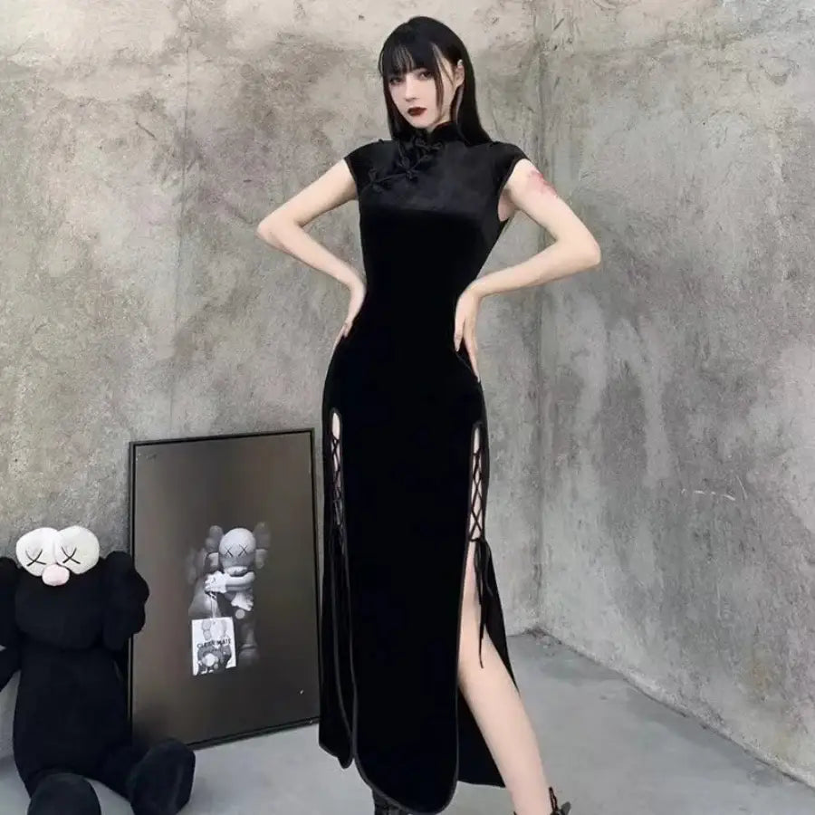 Black Cheongsam Dress