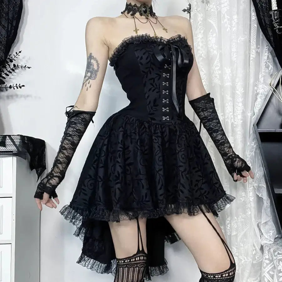 Black Gothic Corset Dress - S