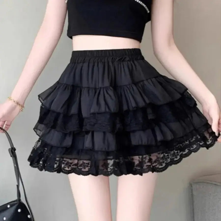 Black Ruffle Mini Skirt