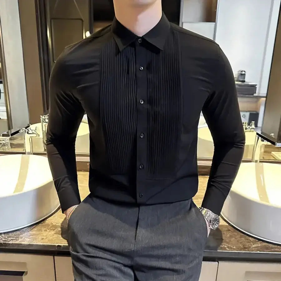 Black Tuxedo Shirt - L