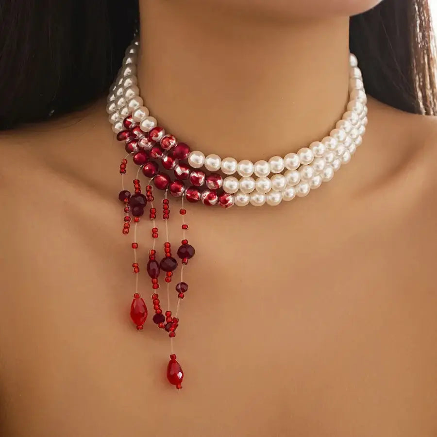 Blood Drop Necklace - White
