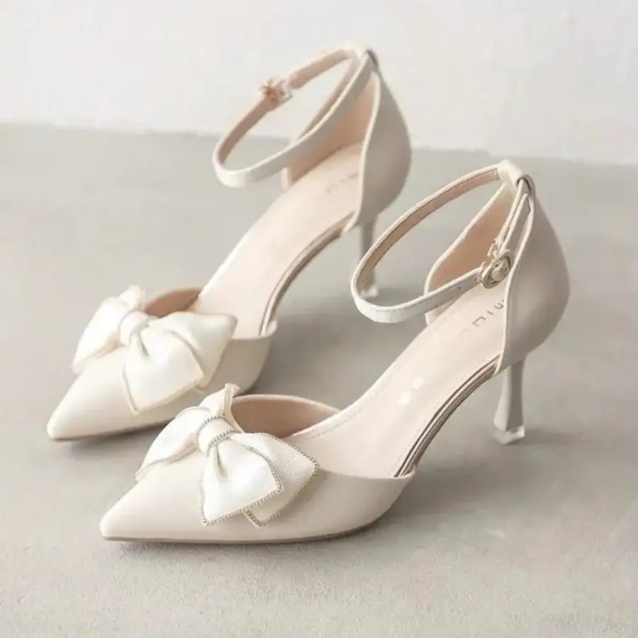 Bow Low Heel - Beige / 4.5