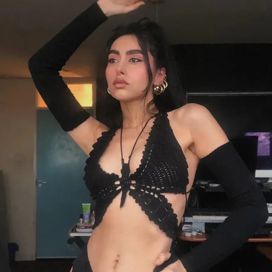 Butterfly Knit Top - Black