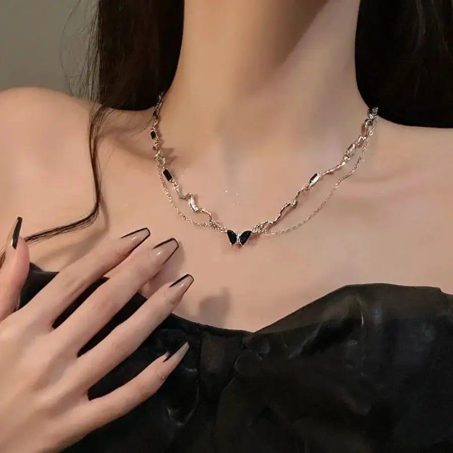 Butterfly Necklace - Black