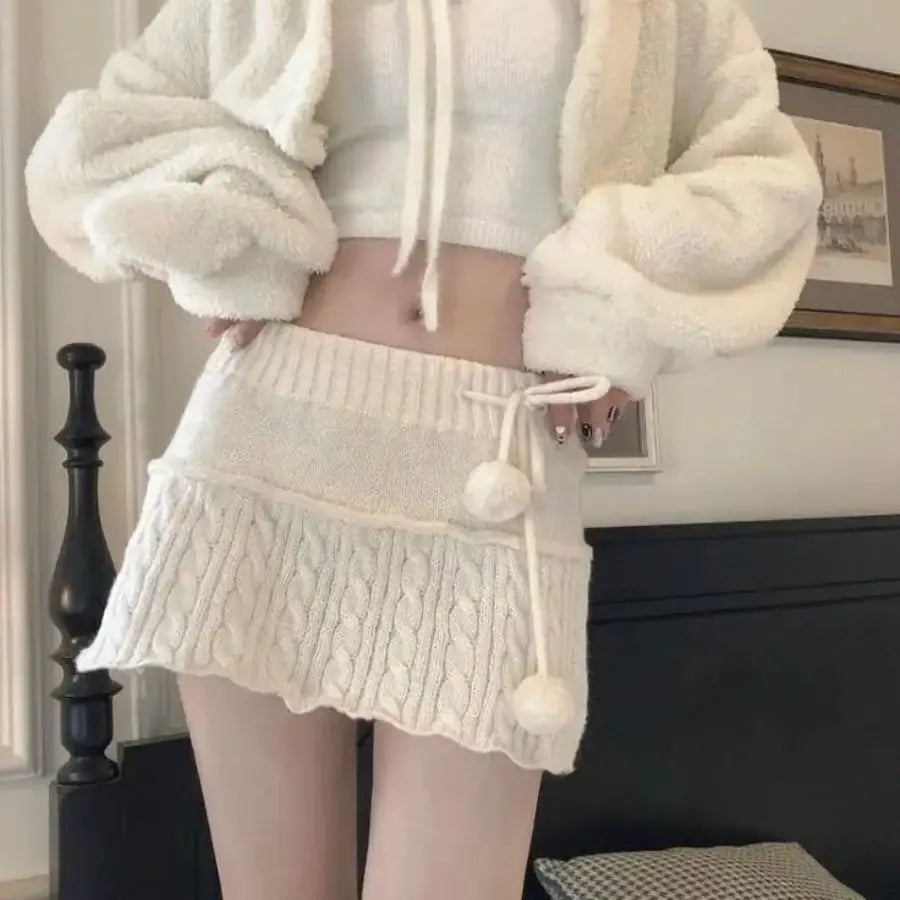 Cable Knit Mini Skirt