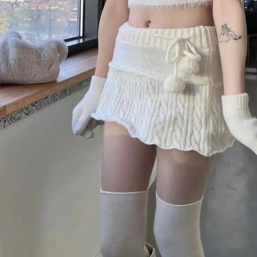 Cable Knit Mini Skirt