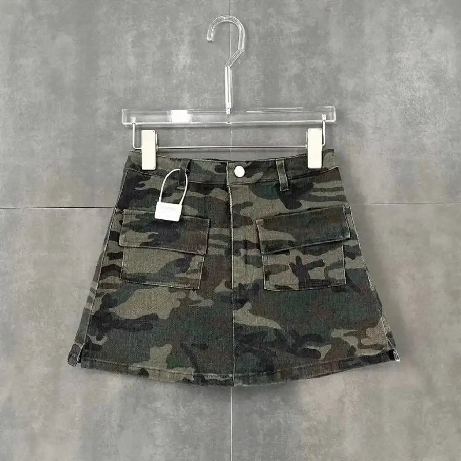 Camo Denim Skirt
