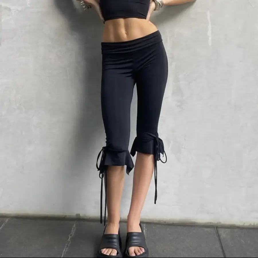 Capri Tie Pants - Black / S