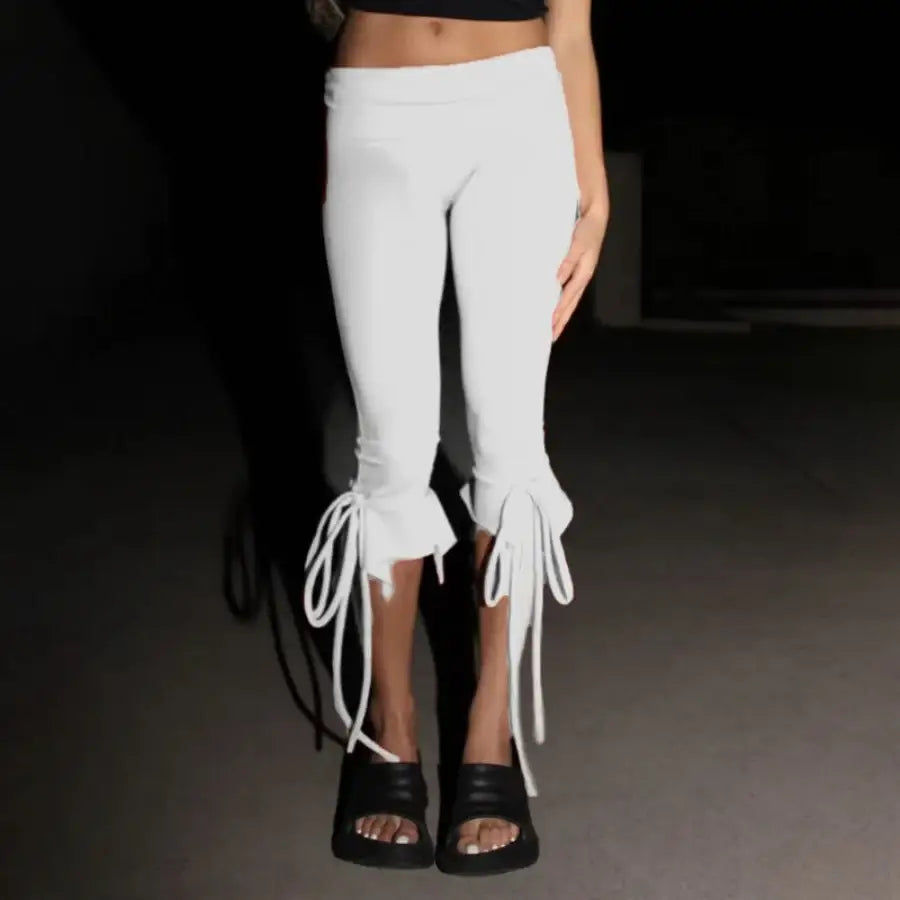 Capri Tie Pants - White / S