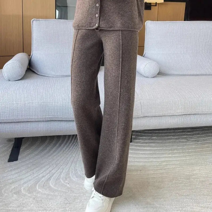 Cashmere Wool Pants - Brown / S