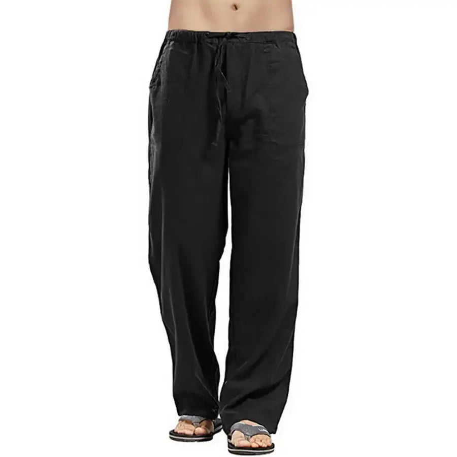 Casual Linen Pants - Black / S