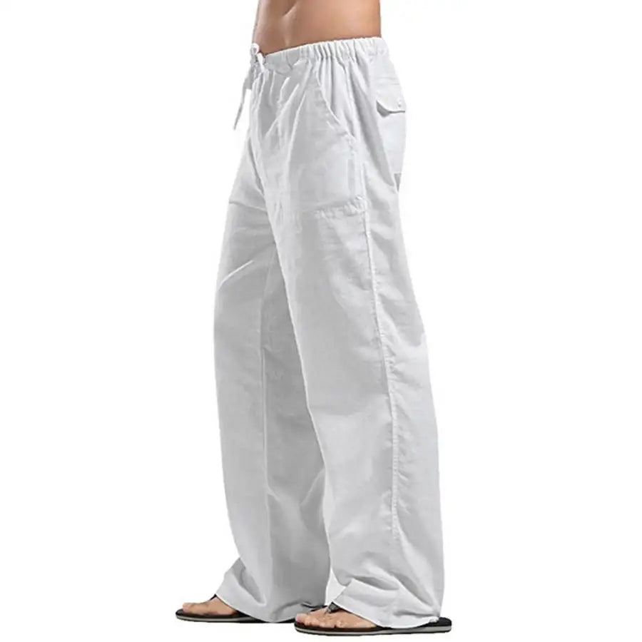 Casual Linen Pants - White / S