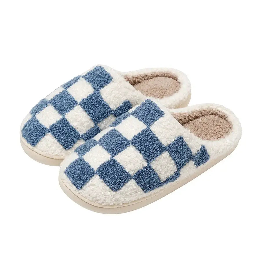 Checkerboard Slippers - Blue / 5-6