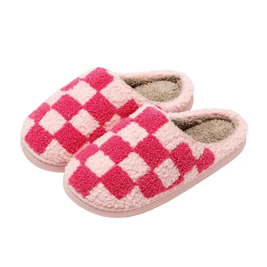 Checkerboard Slippers - Pink / 5-6