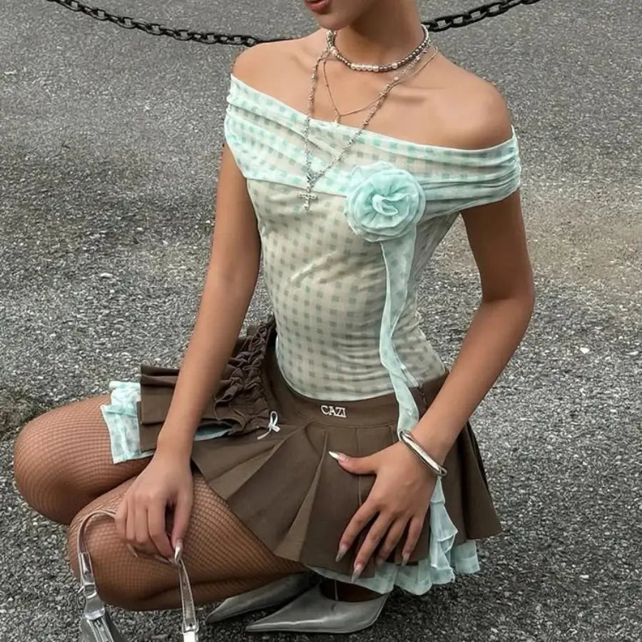 Checkered Mesh Top