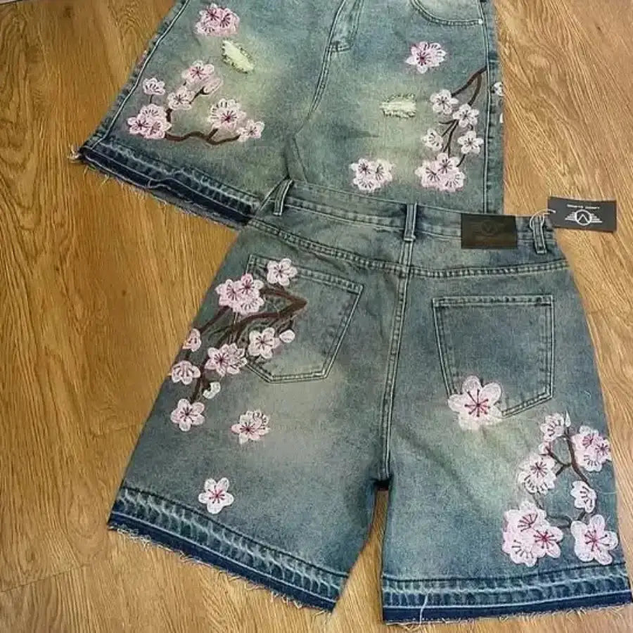 Cherry Blossom Shorts - Blue / S