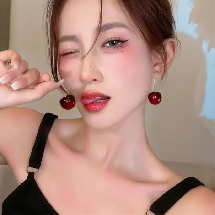 Cherry Earrings - Red