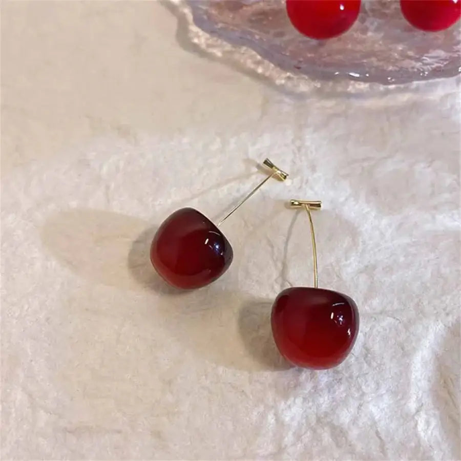 Cherry Earrings - Red