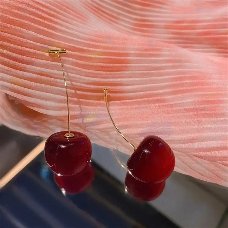 Cherry Earrings - Red