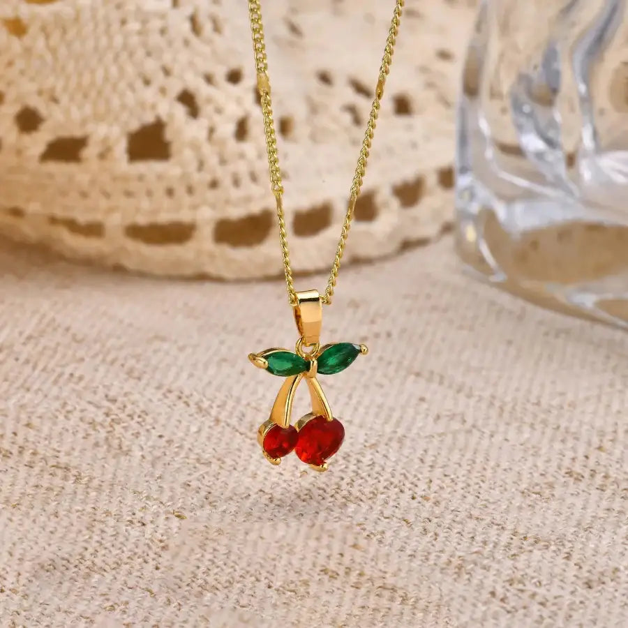 Cherry Necklace Red