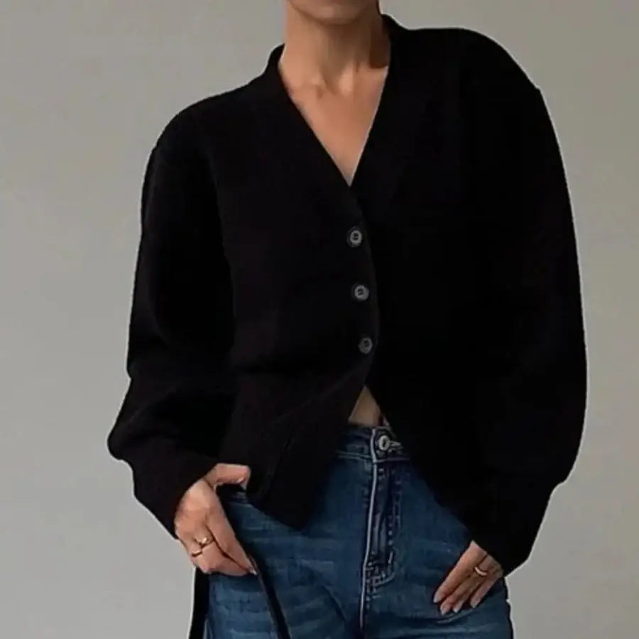 Cinched Waist Cardigan - Black / One Size