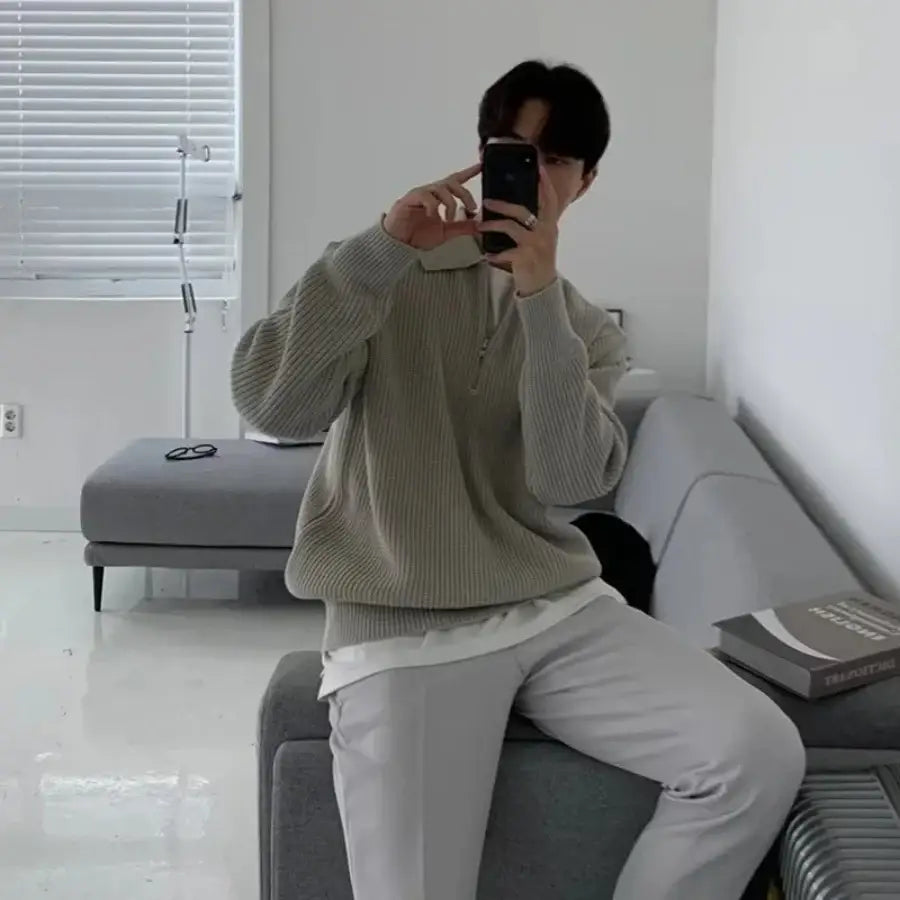 Collared Half Zip Sweater