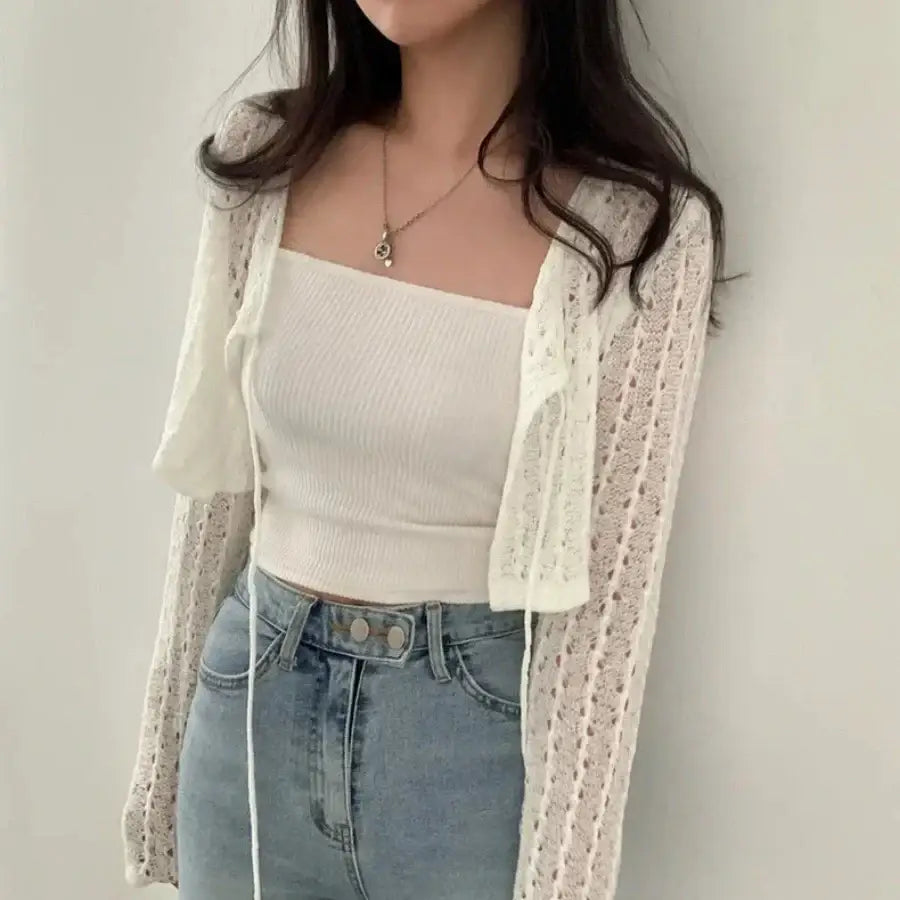 Cropped Tie Sweater
