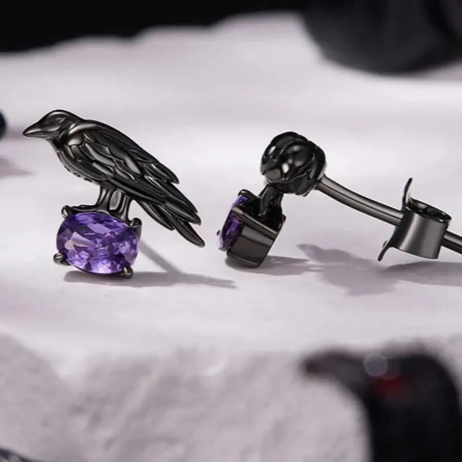 Crow Earrings - Black