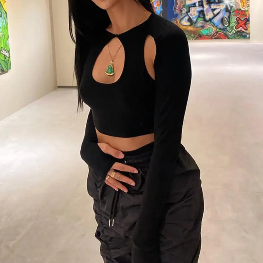 Cut Out Long Sleeve Top