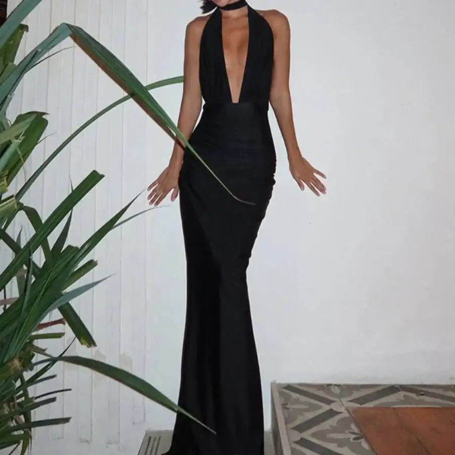 Deep V Neck Bodycon Dress