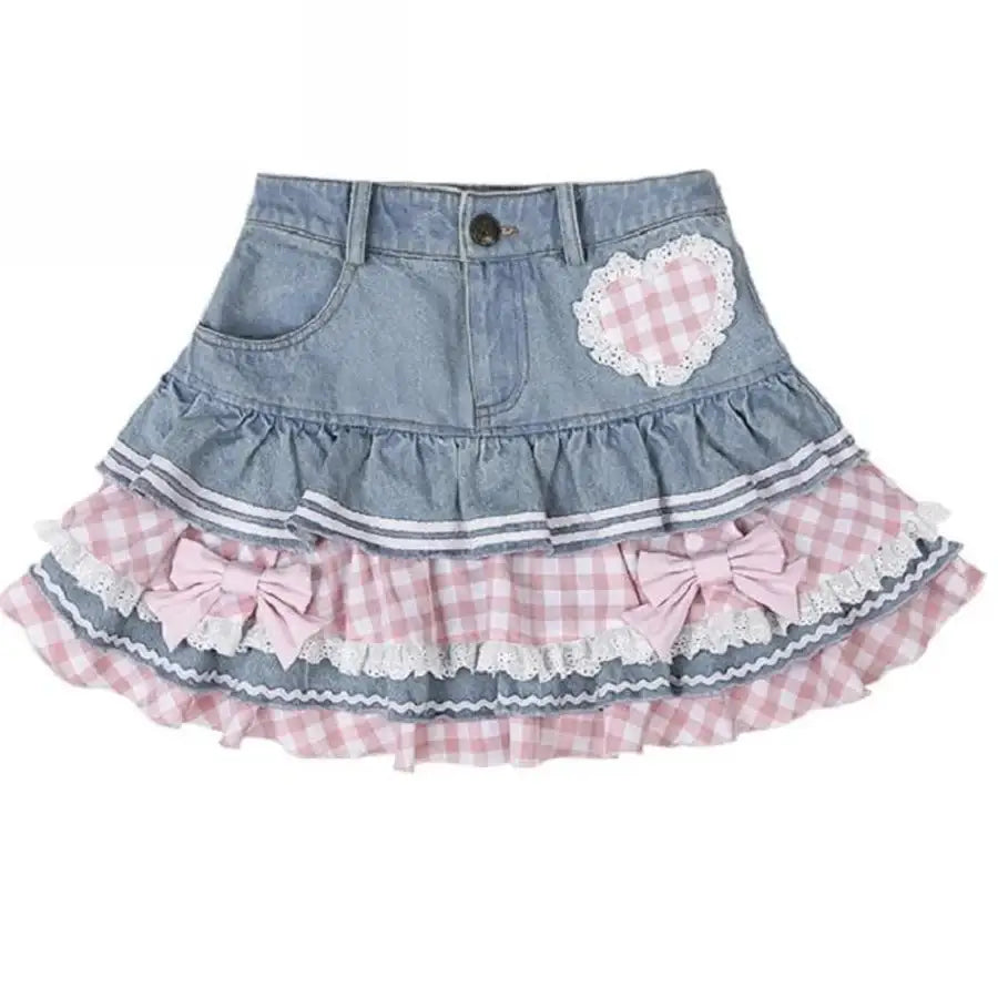 Denim Bow Skirt - Light / S