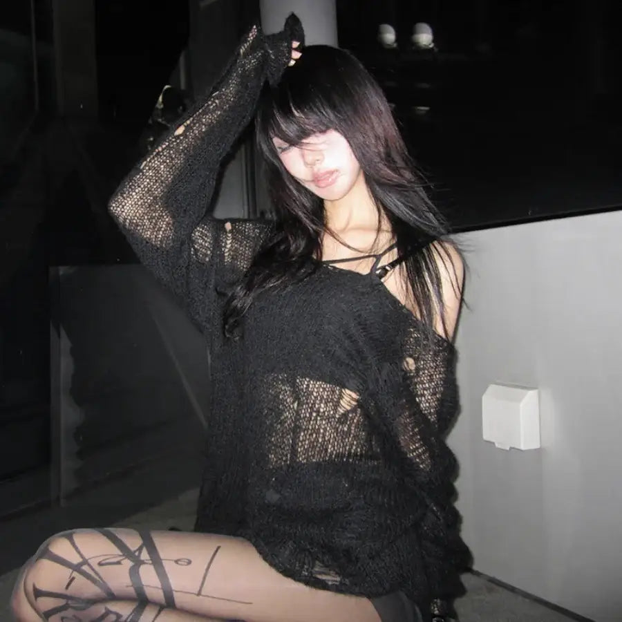 Distressed Knit Sweater