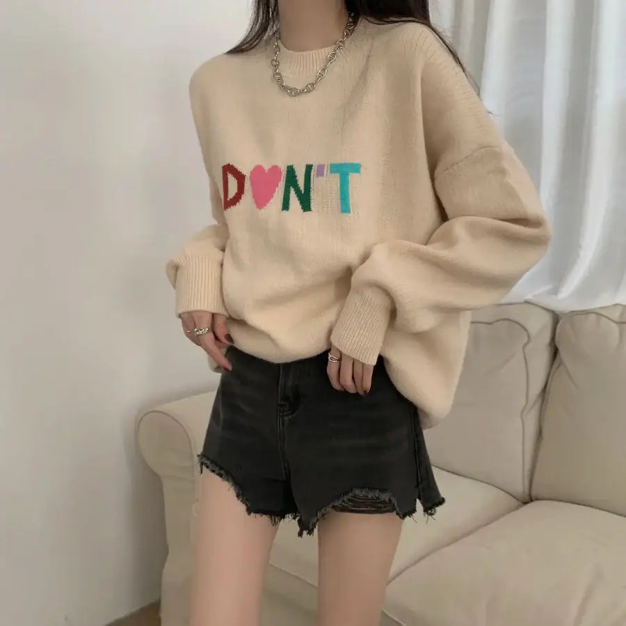 Don’t Fuck With My Feeling Sweater - Apricot / One Size