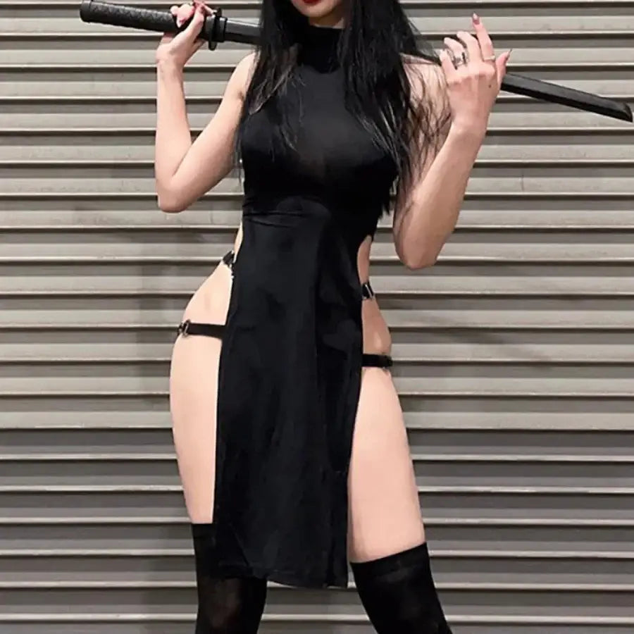 Double High Slit Dress - S