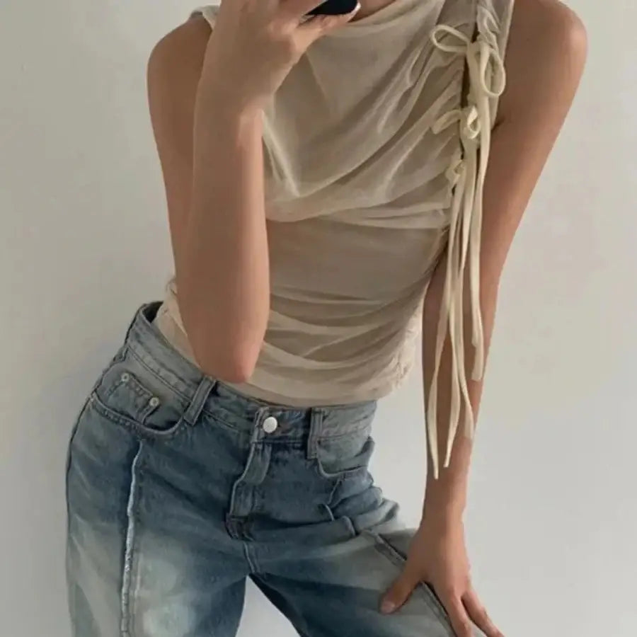 Draped Sleeveless Top