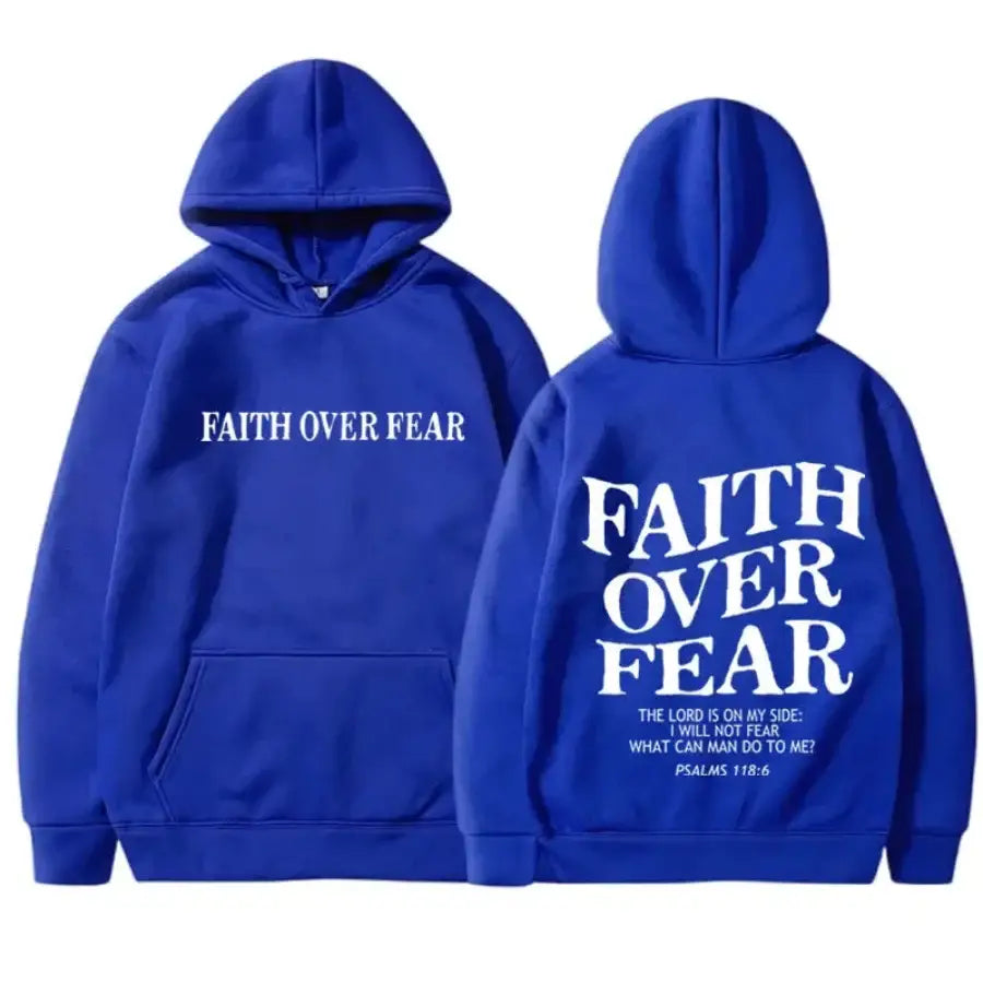 Faith Over Fear Hoodie - Blue / S