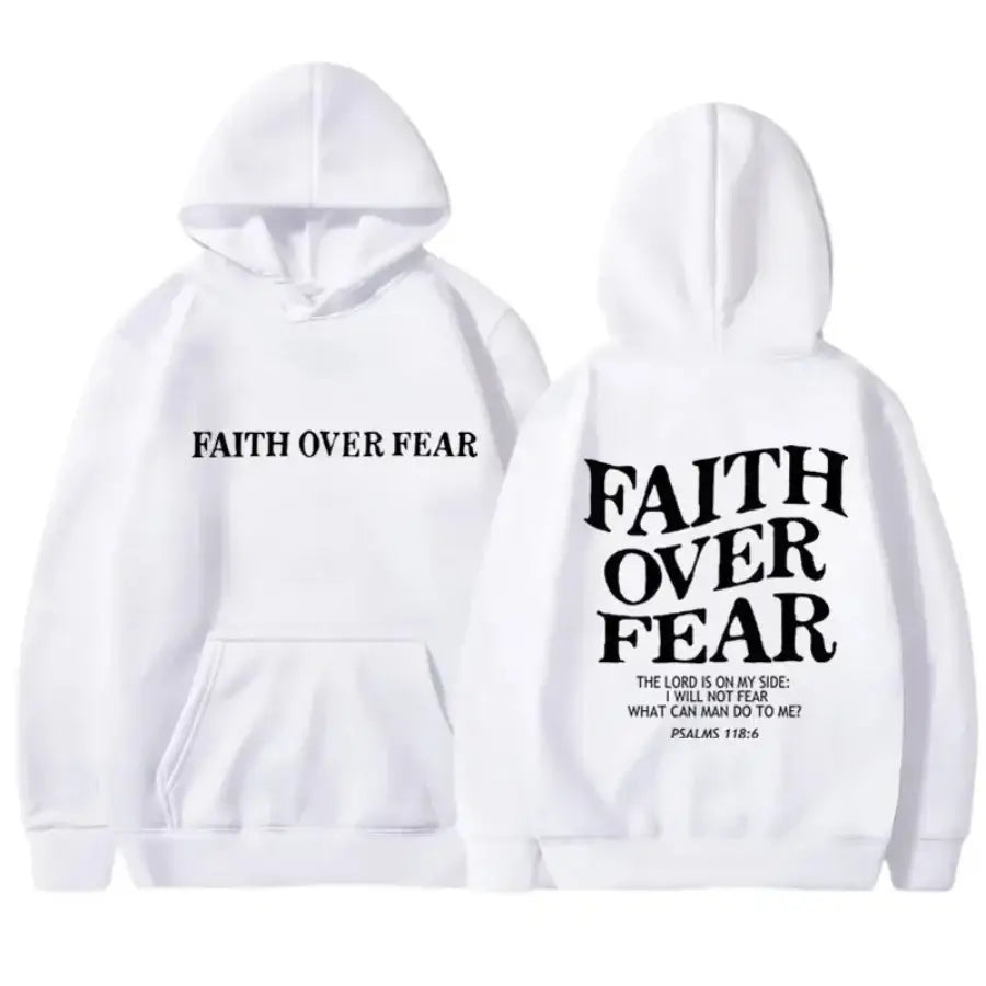Faith Over Fear Hoodie - White / S